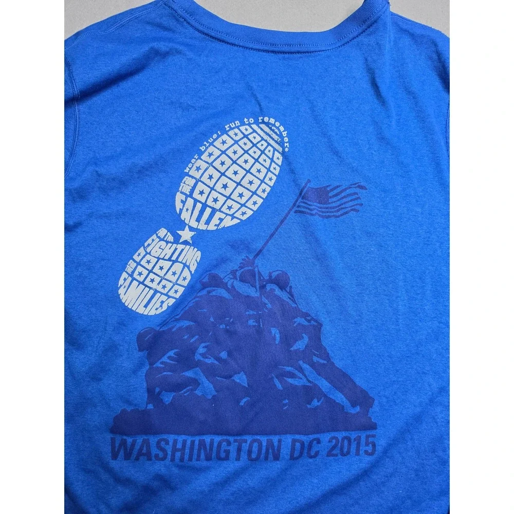 Nike Dri-Fit Shirt Womens Large Wear Blue: Run To Remember Graphic Performance